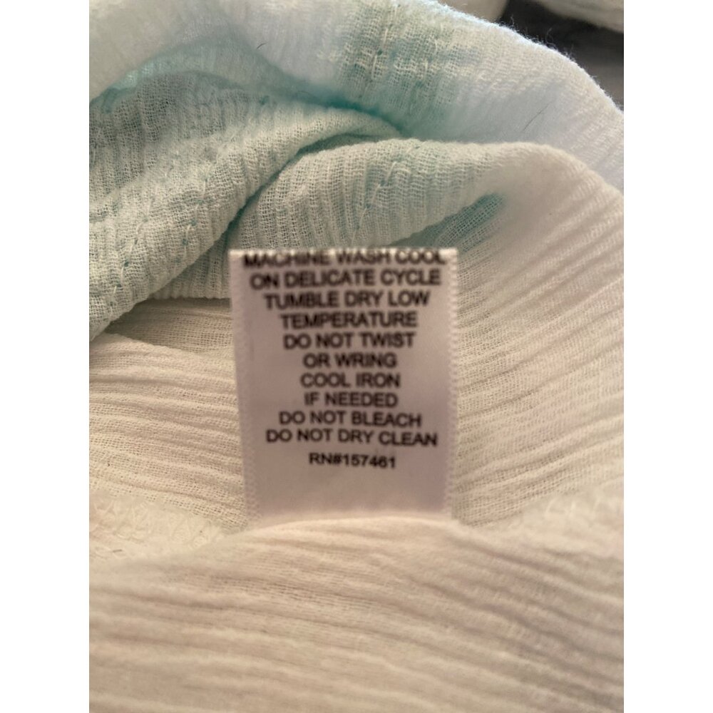 Sun Bay Cotton Top White Crinkle 3/4 Sleeve Tunic Chenille Palm Size P XL - Picture 9 of 12